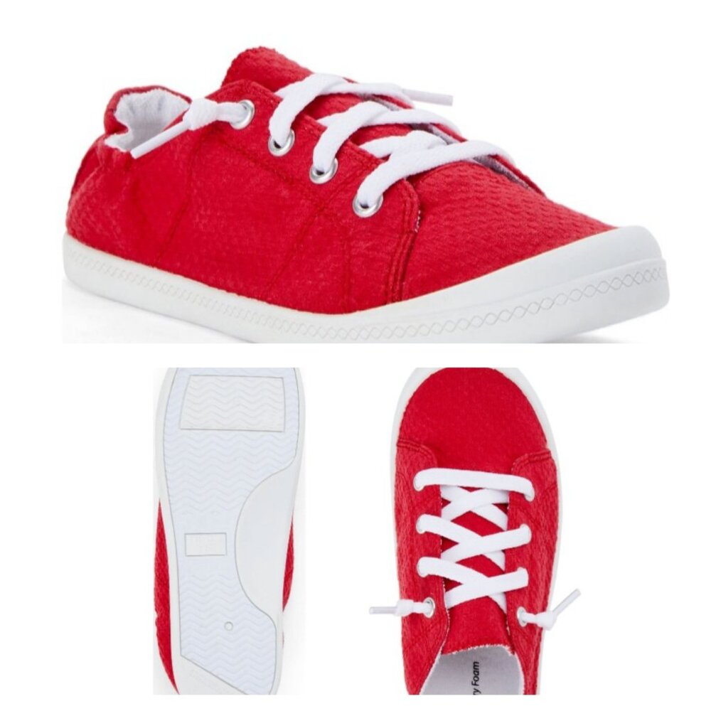 Time And Tru Slip On Sneakers Womens Red Lightweight  Memory Foam (6-10)